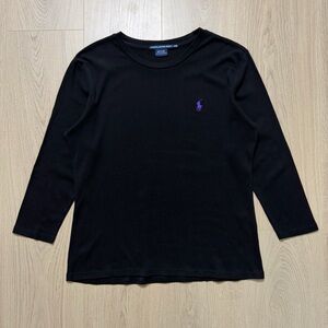 Vintage Ralph Lauren Sport Purple Pony Longsleeve T-Shirt Womens Large Black